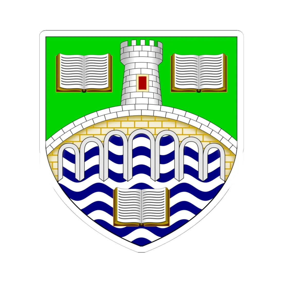 University of Stirling arms (Scotland) (Coat of Arms) STICKER Vinyl Kiss-Cut Decal 6 Inch White - The Sticker Space