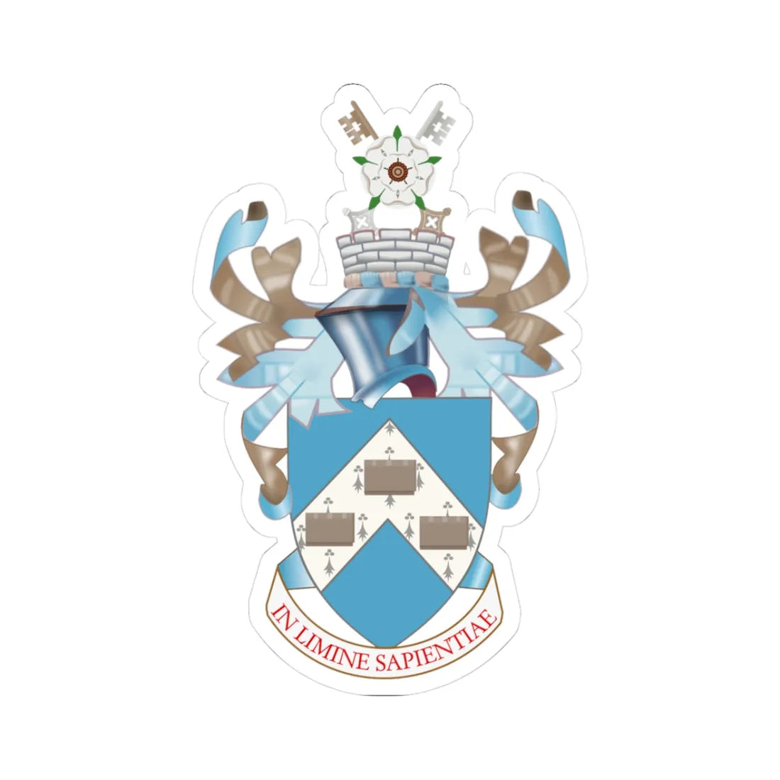 University of York coat of arms (United Kingdom) (Coat of Arms) STICKER Vinyl Kiss-Cut Decal 3 Inch White - The Sticker Space