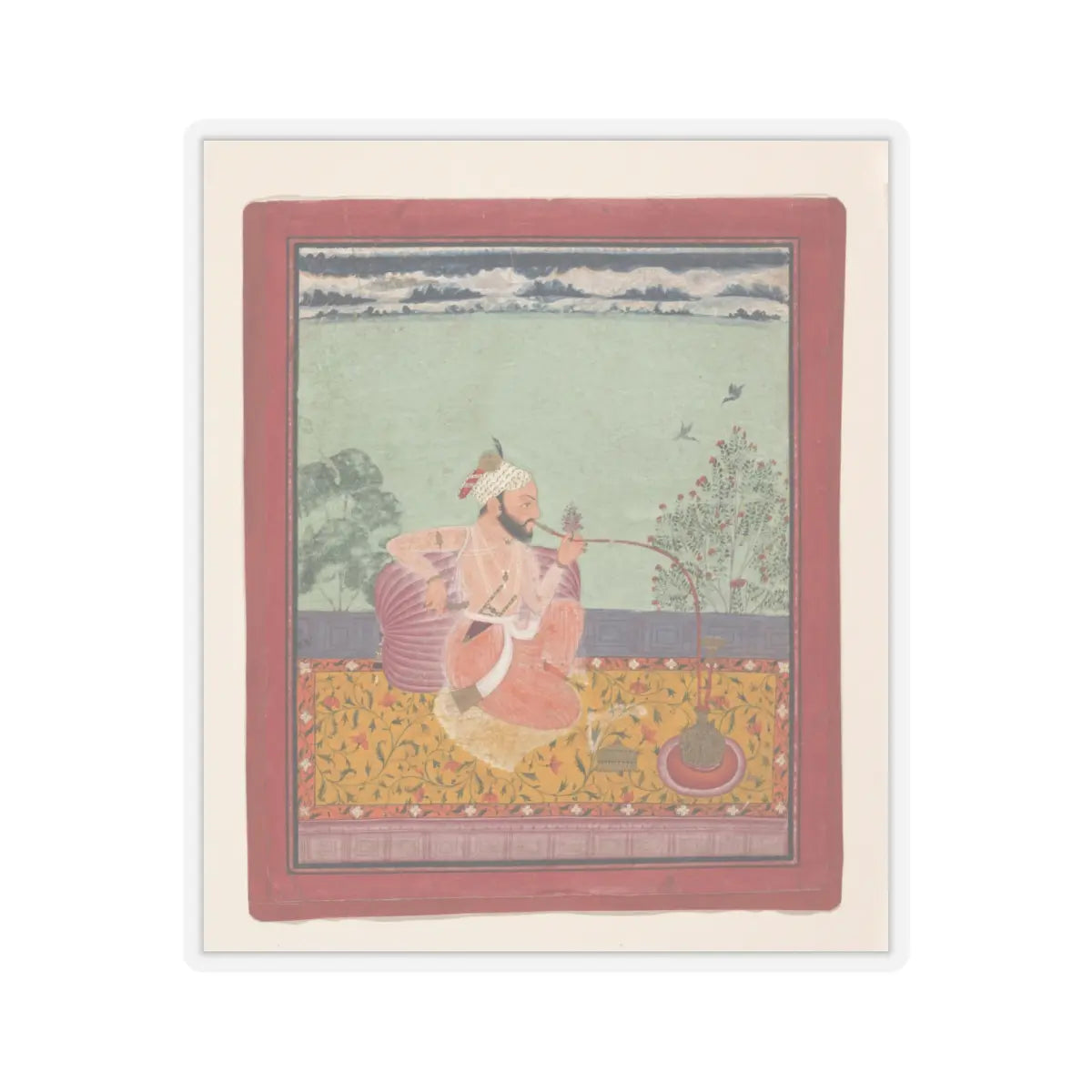 unknown - A Raja Smoking a Hookah - ca. 1690–1710 v1 - STICKER Vinyl Kiss-Cut Decal