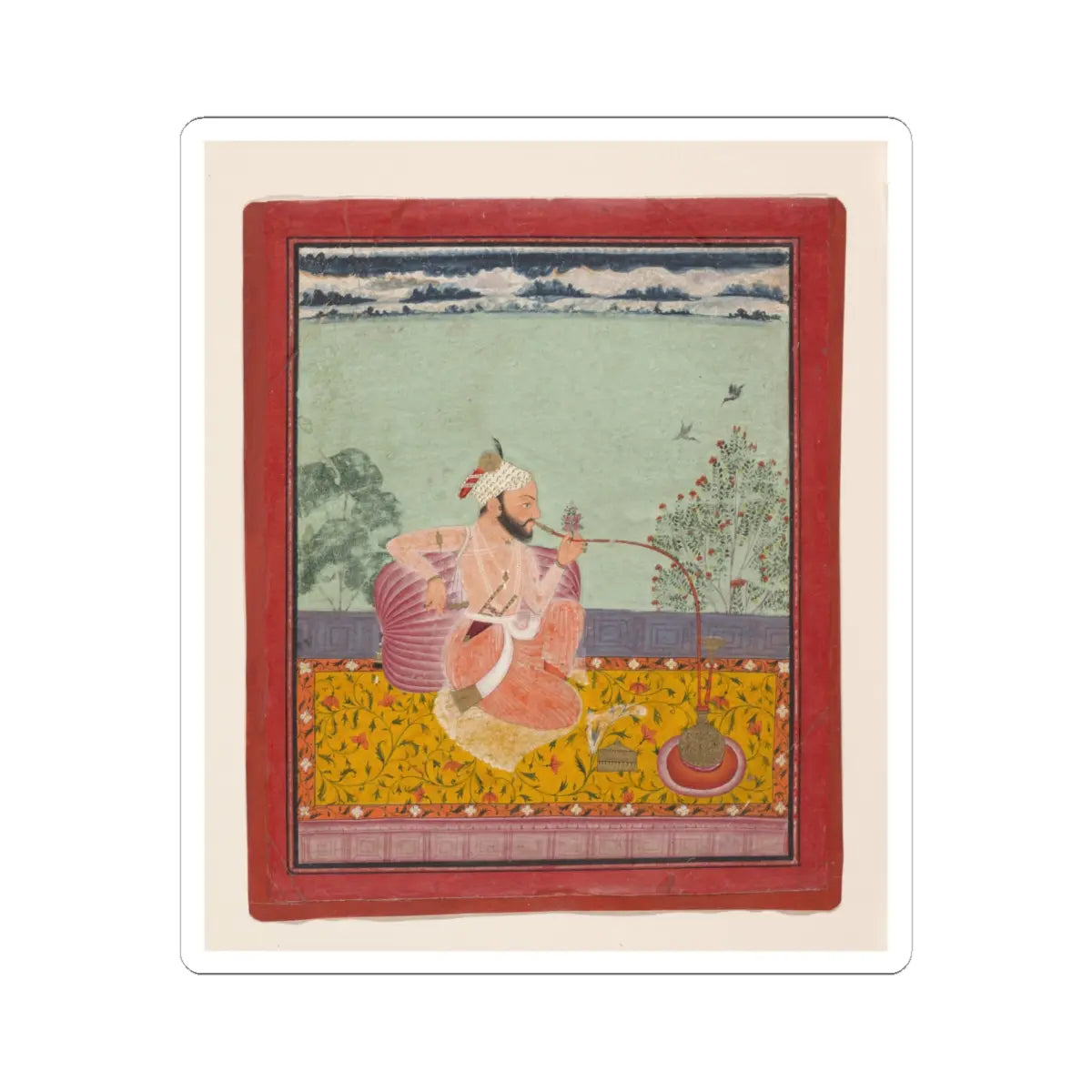 unknown - A Raja Smoking a Hookah - ca. 1690–1710 v1 - STICKER Vinyl Kiss-Cut Decal
