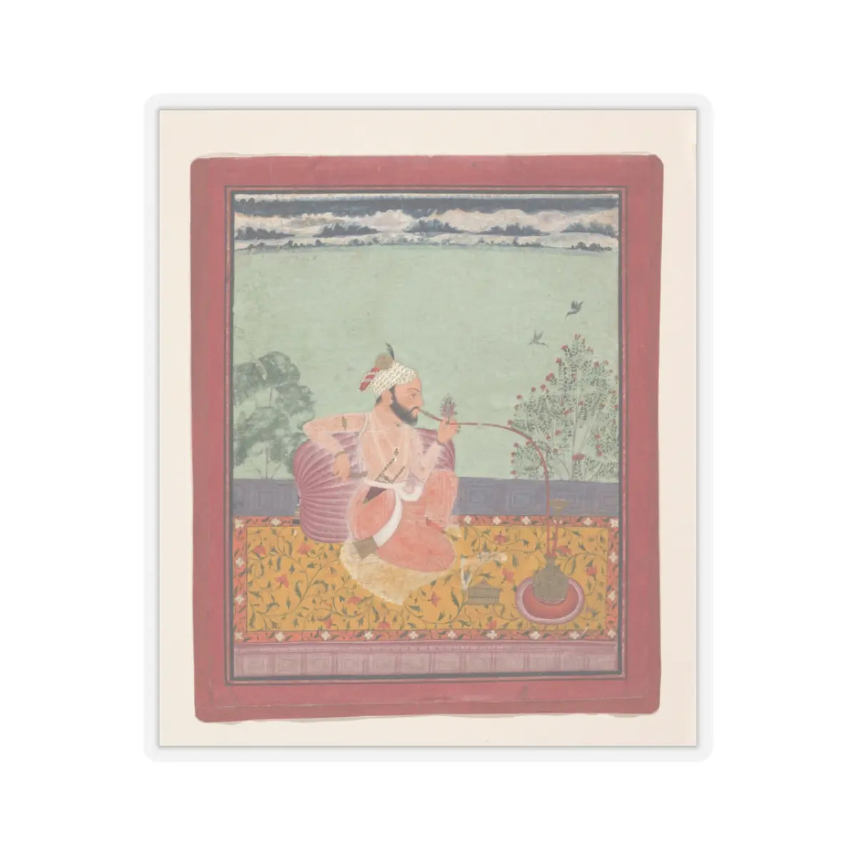 unknown - A Raja Smoking a Hookah - ca. 1690–1710 v1 - STICKER Vinyl Kiss-Cut Decal