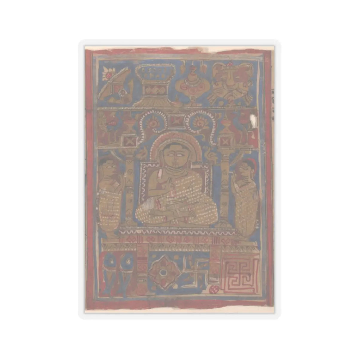 unknown - A Tirthankara and the Eight Auspicious Symbols; Page from a Dispersed Kalpa Sutra (Jain - 15th century v1 - STICKER Vinyl Kiss-Cut Decal
