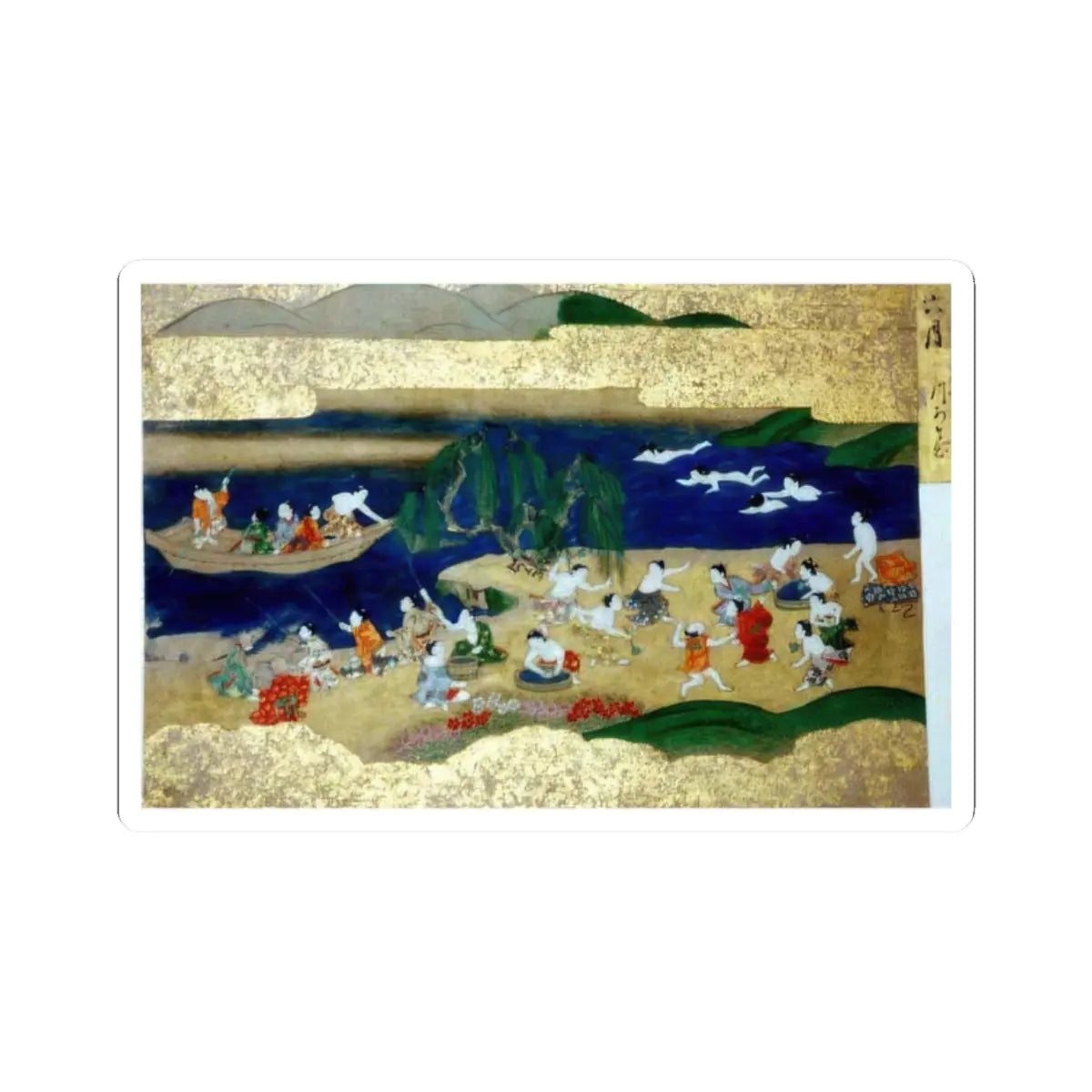 unknown - Activities of Twelve Months of the Year (Tsukinami-e) - late 17th century v5 - STICKER Vinyl Kiss-Cut Decal