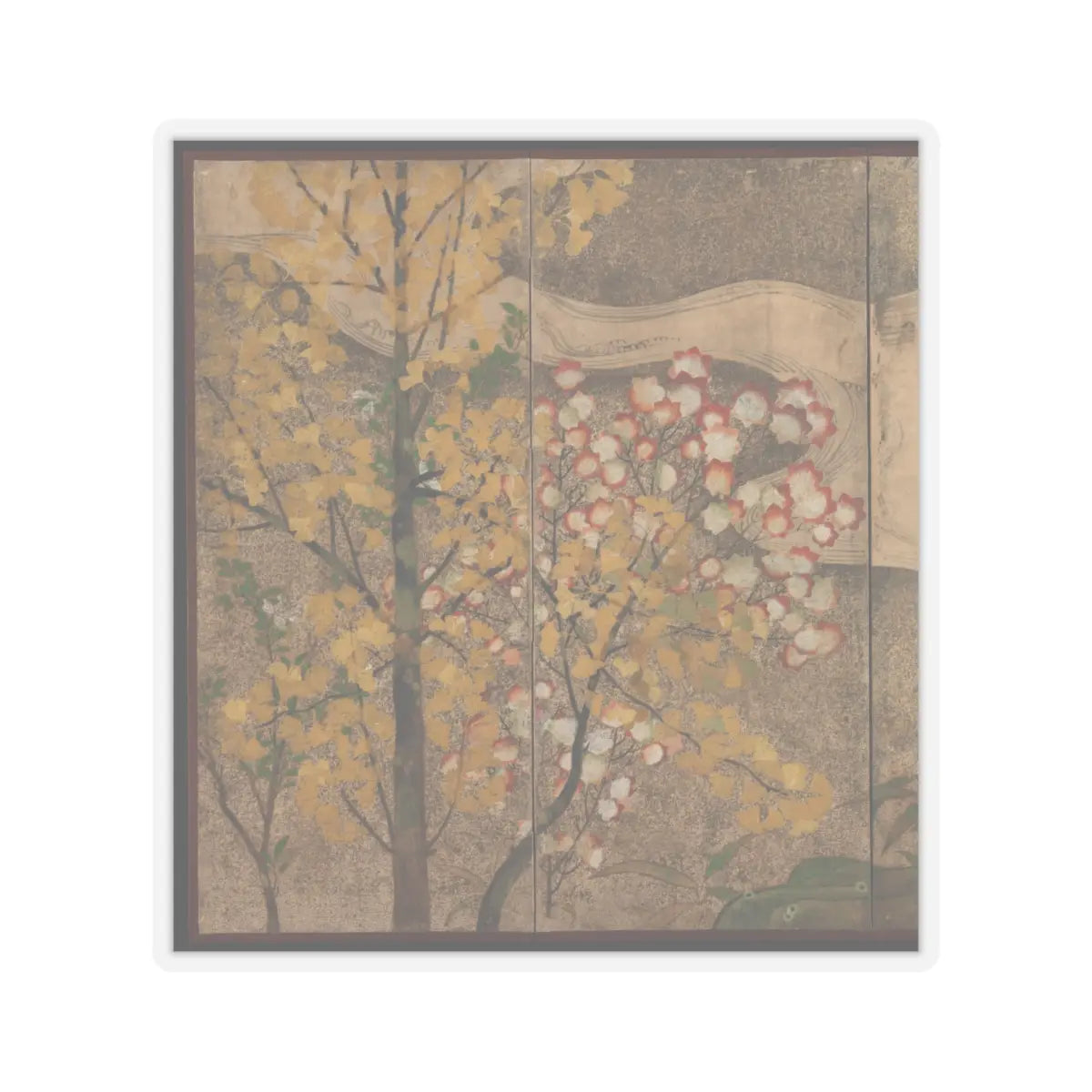 unknown - Autumn Trees and Grasses by a Stream - late 17th–early 18th century v4 - STICKER Vinyl Kiss-Cut Decal