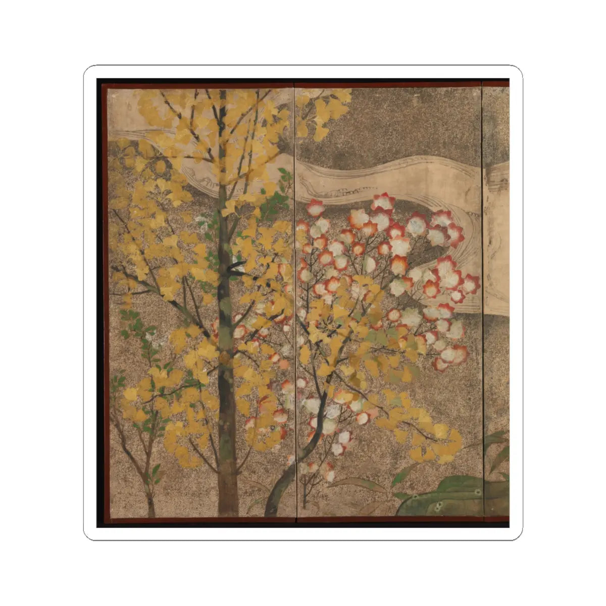 unknown - Autumn Trees and Grasses by a Stream - late 17th–early 18th century v4 - STICKER Vinyl Kiss-Cut Decal