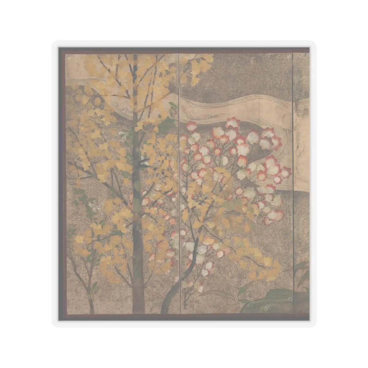 unknown - Autumn Trees and Grasses by a Stream - late 17th–early 18th century v4 - STICKER Vinyl Kiss-Cut Decal