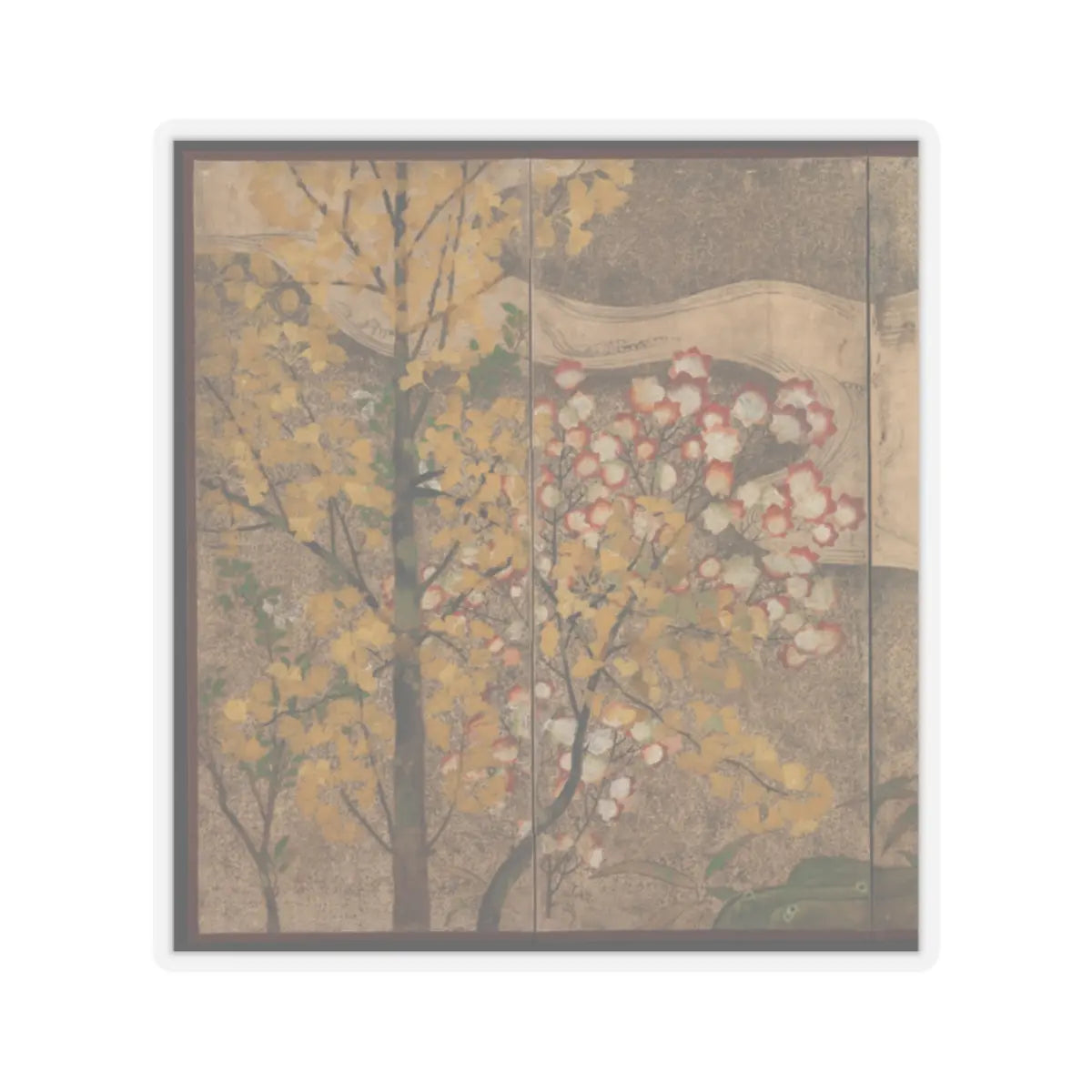 unknown - Autumn Trees and Grasses by a Stream - late 17th–early 18th century v4 - STICKER Vinyl Kiss-Cut Decal