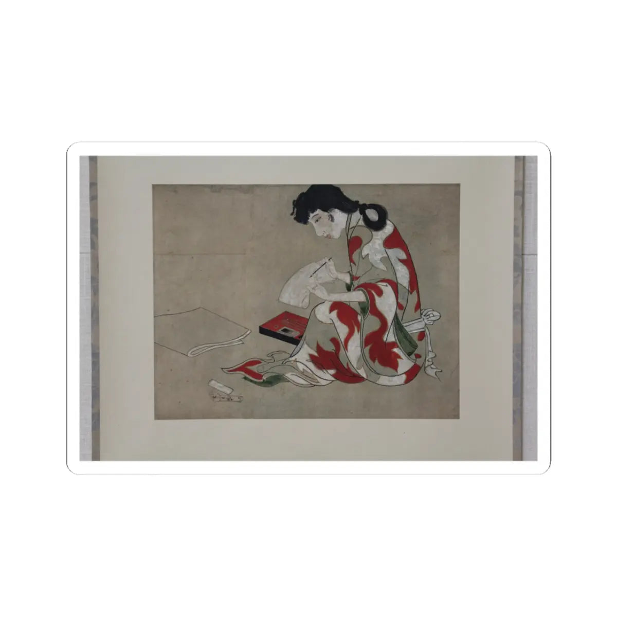 unknown - Beauty Writing a Letter (copy of a section of the Hikone Screen) - 17th–18th century v1 - STICKER Vinyl Kiss-Cut Decal