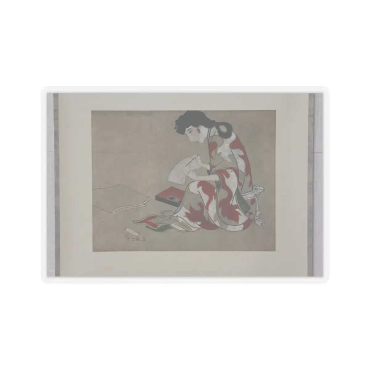 unknown - Beauty Writing a Letter (copy of a section of the Hikone Screen) - 17th–18th century v1 - STICKER Vinyl Kiss-Cut Decal