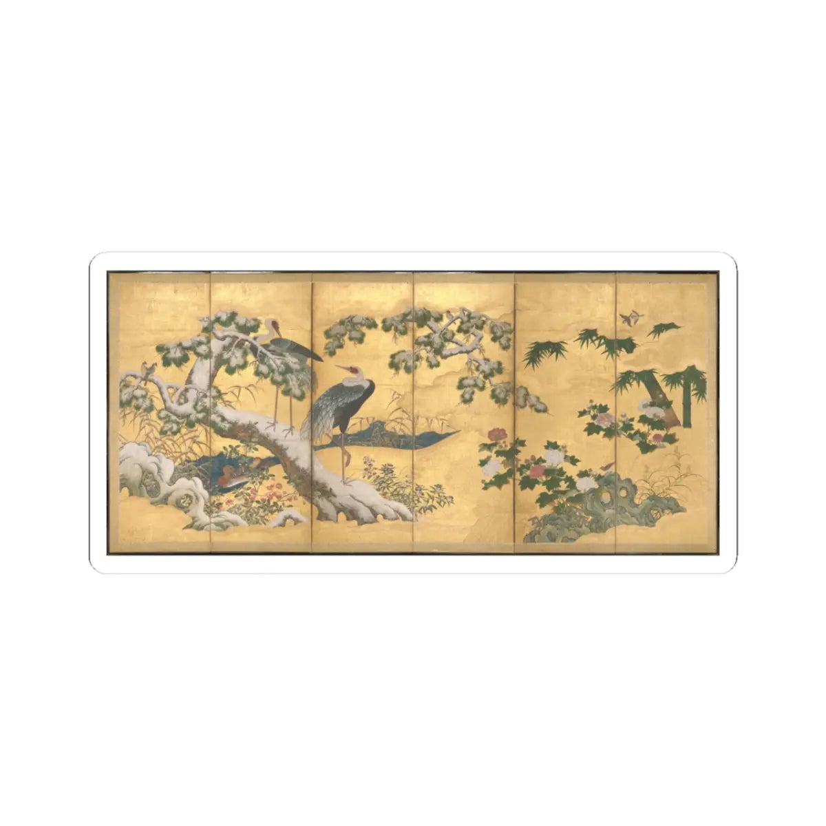 unknown - Birds and Flowers of the Four Seasons - late 16th century v2 - STICKER Vinyl Kiss-Cut Decal