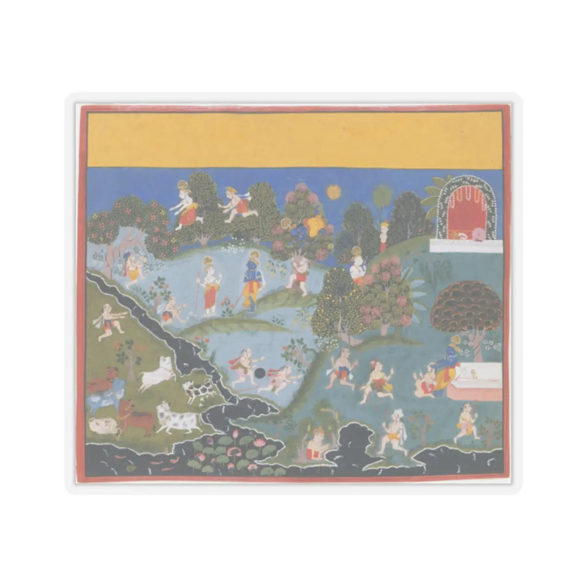 unknown - Blindman's Bluff- Page From a Dispersed Bhagavata Purana (Ancient Stories of Lord Vishnu) - ca. 1715–20 v1 - STICKER Vinyl Kiss-Cut Decal