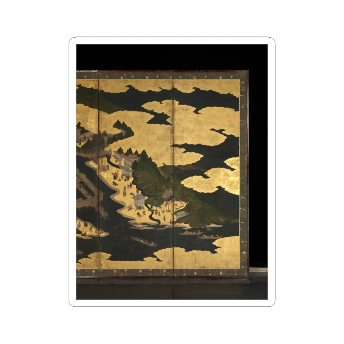 unknown - Cherry Blossom Viewing at Itsukushima and Yoshino - first half 17th century v6 - STICKER Vinyl Kiss-Cut Decal