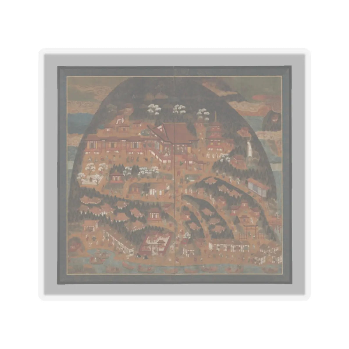 unknown - Chōmeiji Temple Pilgrimage Mandala - second quarter 16th century v1 - STICKER Vinyl Kiss-Cut Decal