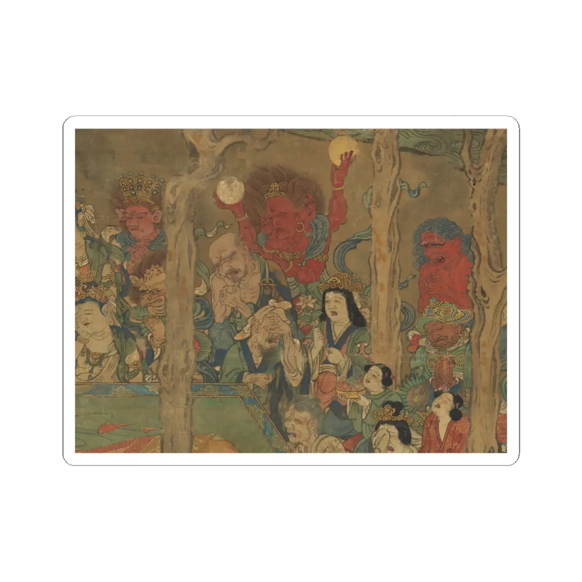 unknown - Death of the Historical Buddha (Nehan-zu) - 14th century v6 - STICKER Vinyl Kiss-Cut Decal