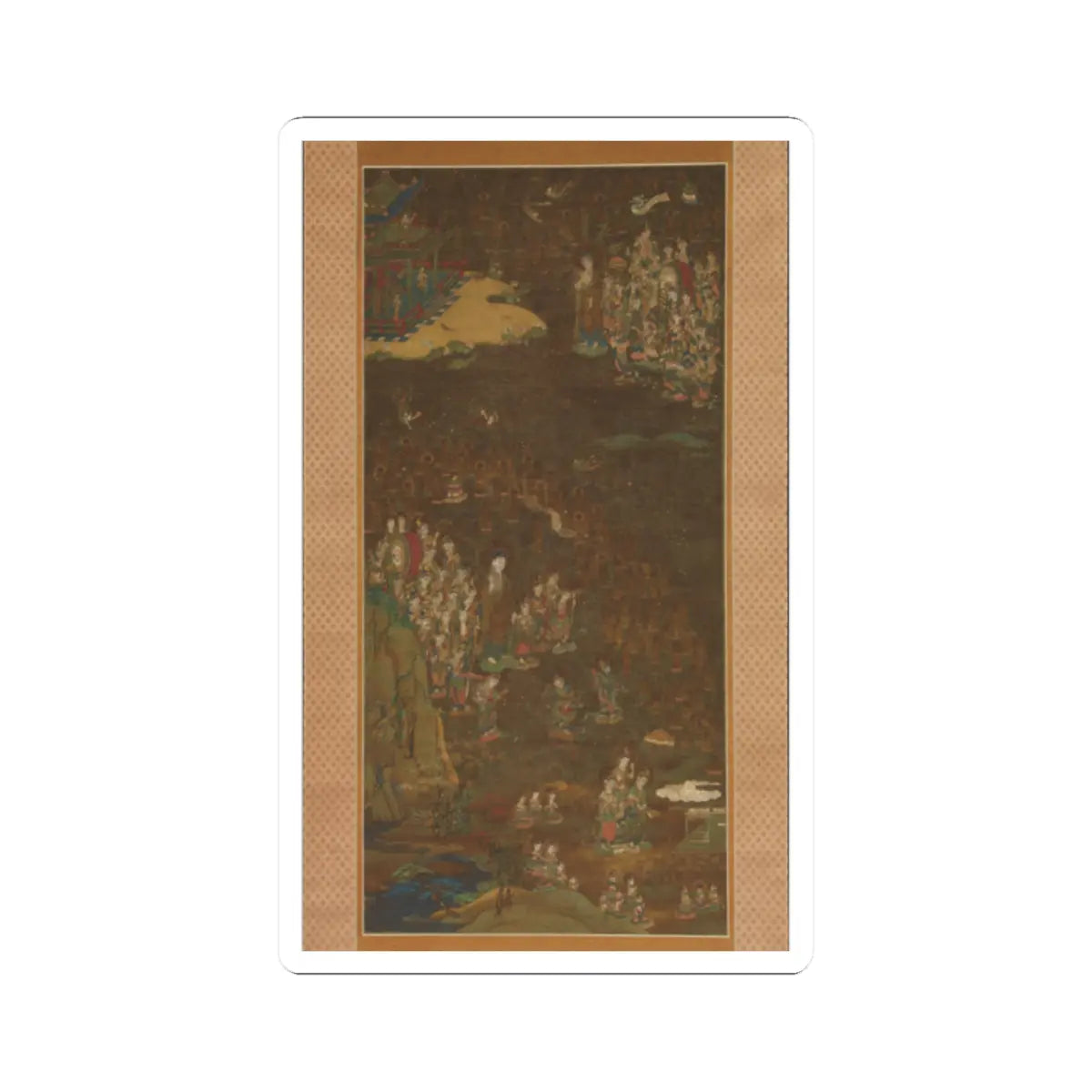 unknown - Descent and Return of Amida to Western Paradise with a Believer's Soul (Gōshō mandara) - ca. 1300 v1 - STICKER Vinyl Kiss-Cut Decal