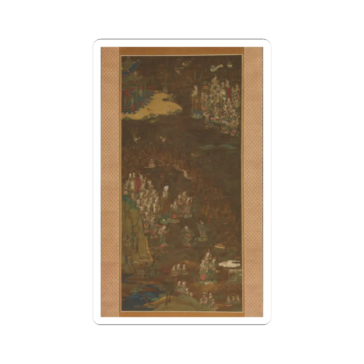 unknown - Descent and Return of Amida to Western Paradise with a Believer's Soul (Gōshō mandara) - ca. 1300 v1 - STICKER Vinyl Kiss-Cut Decal