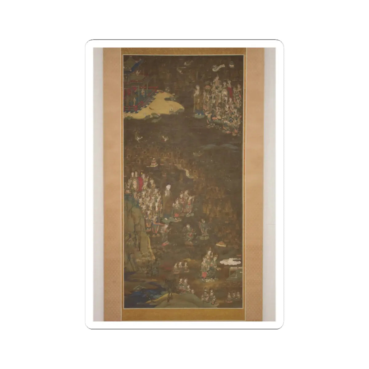 unknown - Descent and Return of Amida to Western Paradise with a Believer's Soul (Gōshō mandara) - ca. 1300 v24 - STICKER Vinyl Kiss-Cut Decal