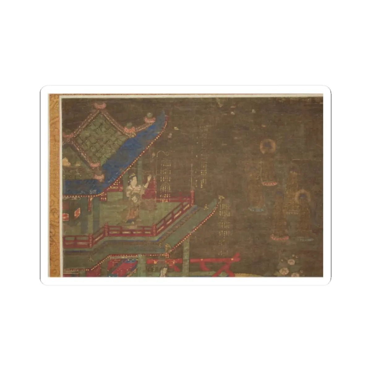 unknown - Descent and Return of Amida to Western Paradise with a Believer's Soul (Gōshō mandara) - ca. 1300 v6 - STICKER Vinyl Kiss-Cut Decal