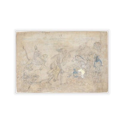 unknown - Durga and Kali Approach the Gathered Armies of Chanda and Munda- Scene from the Devi - ca. 1780 v1 - STICKER Vinyl Kiss-Cut Decal