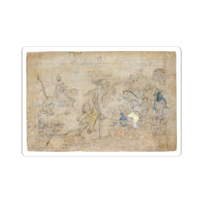 unknown - Durga and Kali Approach the Gathered Armies of Chanda and Munda- Scene from the Devi - ca. 1780 v1 - STICKER Vinyl Kiss-Cut Decal