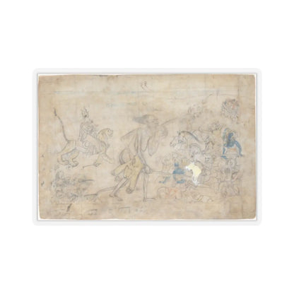 unknown - Durga and Kali Approach the Gathered Armies of Chanda and Munda- Scene from the Devi - ca. 1780 v1 - STICKER Vinyl Kiss-Cut Decal