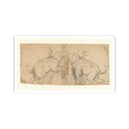 unknown - Elephants in Combat - early 19th century v1 - STICKER Vinyl Kiss-Cut Decal