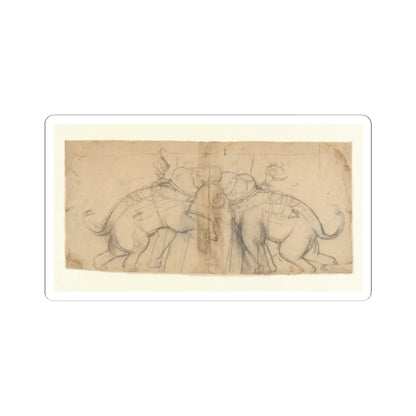 unknown - Elephants in Combat - early 19th century v1 - STICKER Vinyl Kiss-Cut Decal
