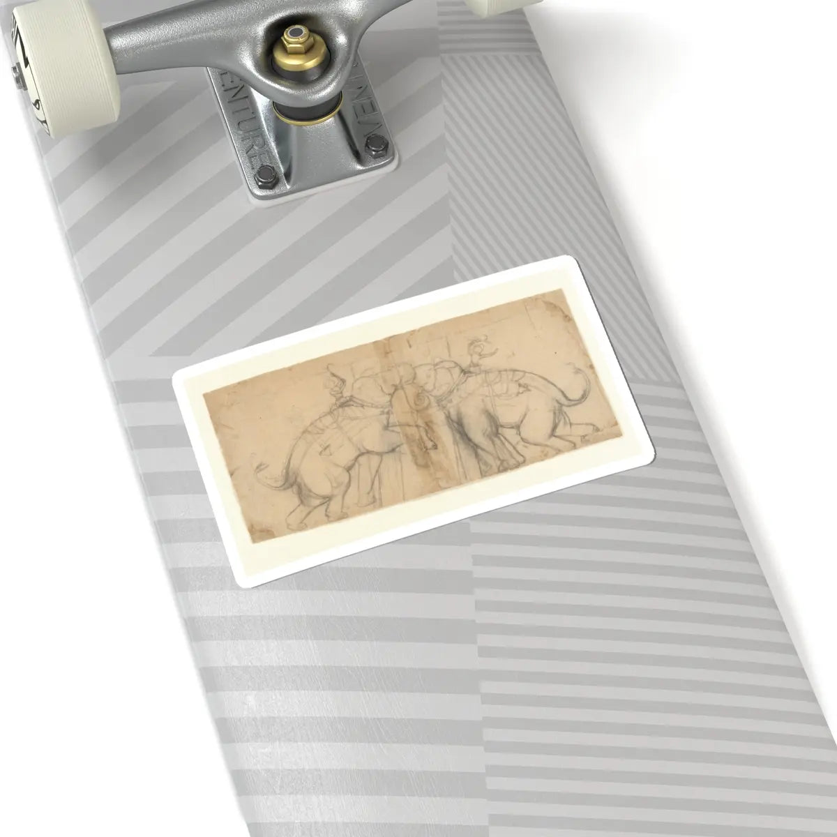 unknown - Elephants in Combat - early 19th century v1 - STICKER Vinyl Kiss-Cut Decal