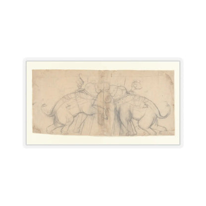 unknown - Elephants in Combat - early 19th century v1 - STICKER Vinyl Kiss-Cut Decal
