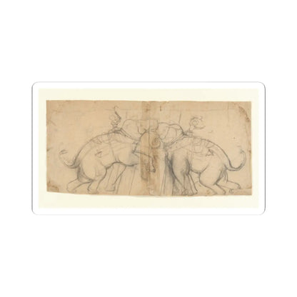 unknown - Elephants in Combat - early 19th century v1 - STICKER Vinyl Kiss-Cut Decal