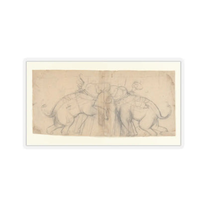 unknown - Elephants in Combat - early 19th century v1 - STICKER Vinyl Kiss-Cut Decal