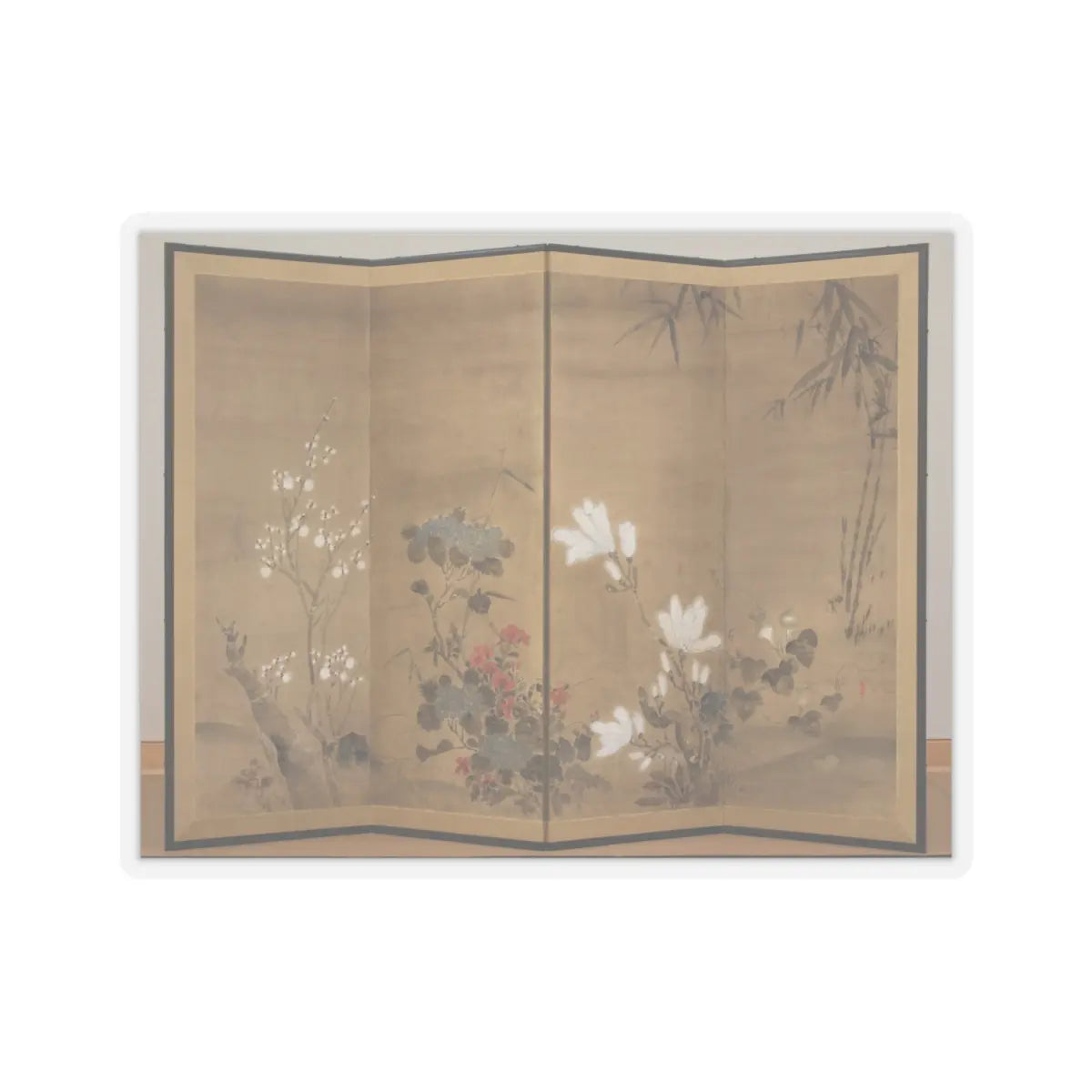 unknown - Flowers and Bamboo - 18th century v1 - STICKER Vinyl Kiss-Cut Decal