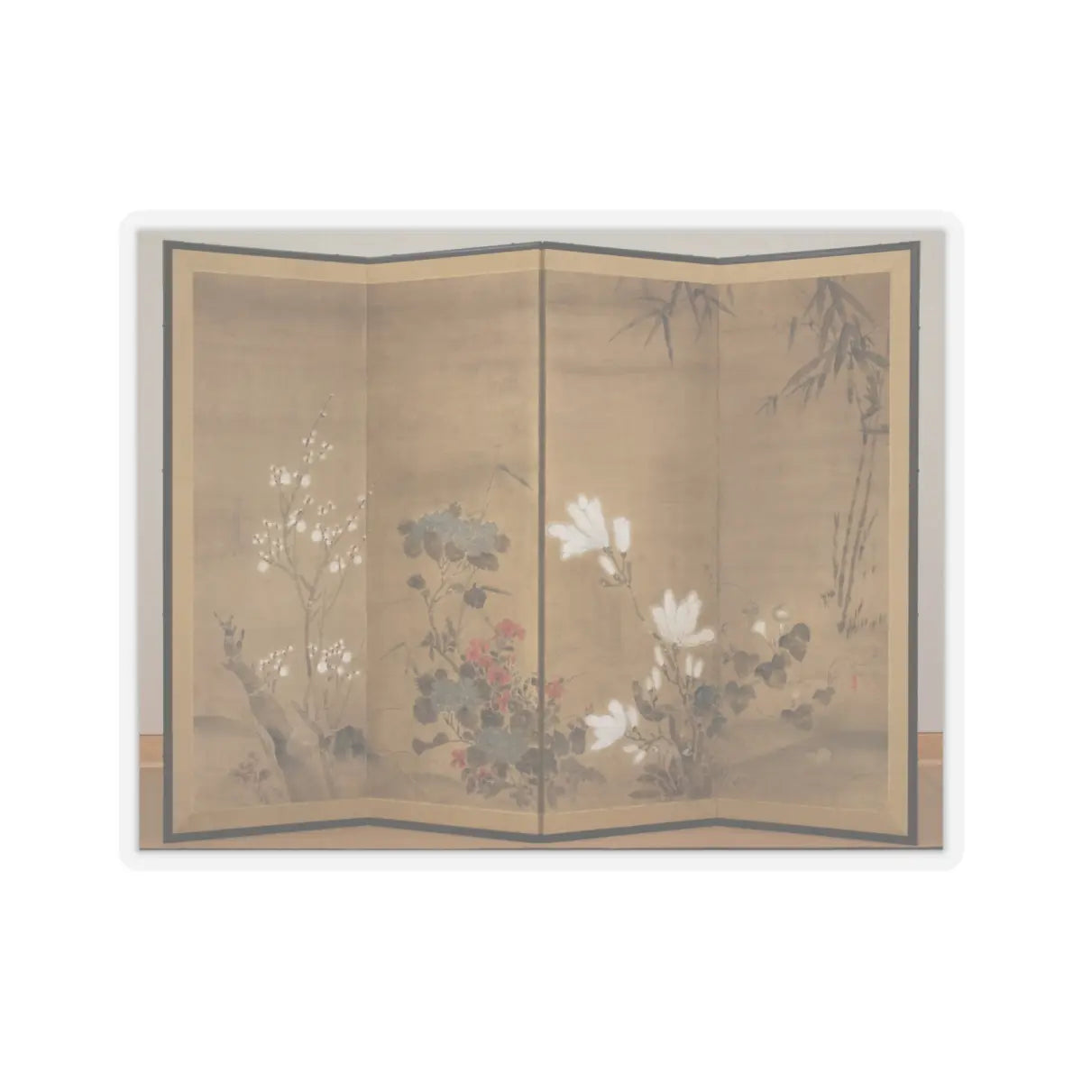 unknown - Flowers and Bamboo - 18th century v1 - STICKER Vinyl Kiss-Cut Decal