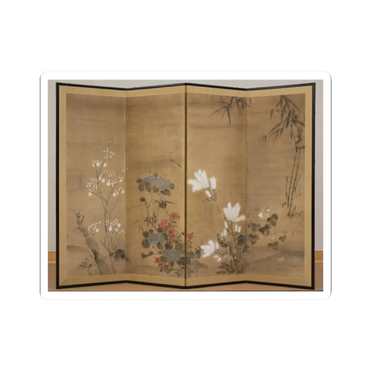 unknown - Flowers and Bamboo - 18th century v1 - STICKER Vinyl Kiss-Cut Decal