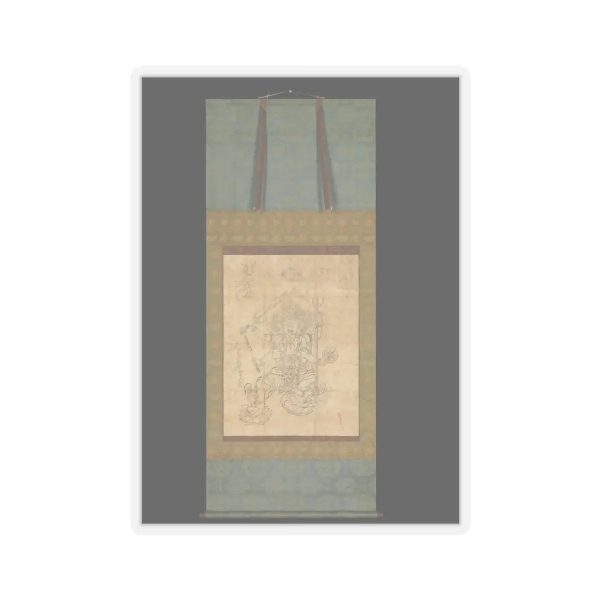 unknown - Iconographic Drawing of the Wisdom King Daiitoku (Daiitoku Myōō) - 12th century v2 - STICKER Vinyl Kiss-Cut Decal