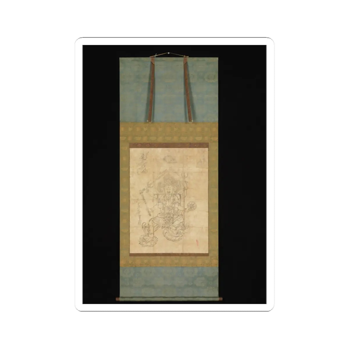unknown - Iconographic Drawing of the Wisdom King Daiitoku (Daiitoku Myōō) - 12th century v2 - STICKER Vinyl Kiss-Cut Decal