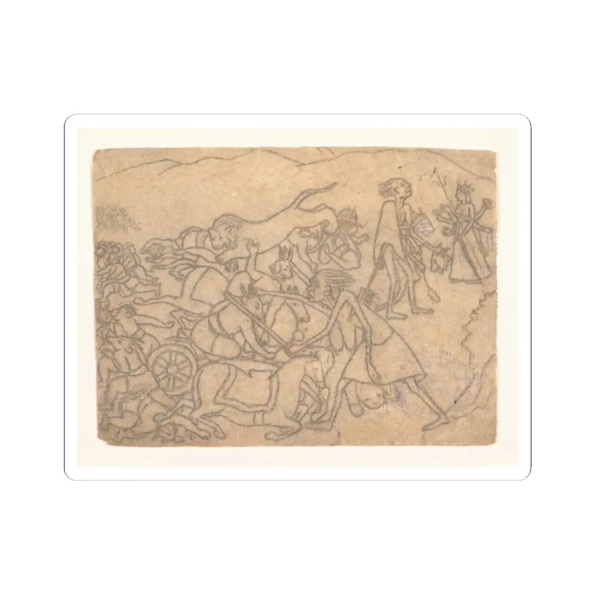 unknown - Kali Presenting the Heads of Chanda and Munda to Durga- Scene from the Devi Mahatmya - ca. 1780 v1 - STICKER Vinyl Kiss-Cut Decal