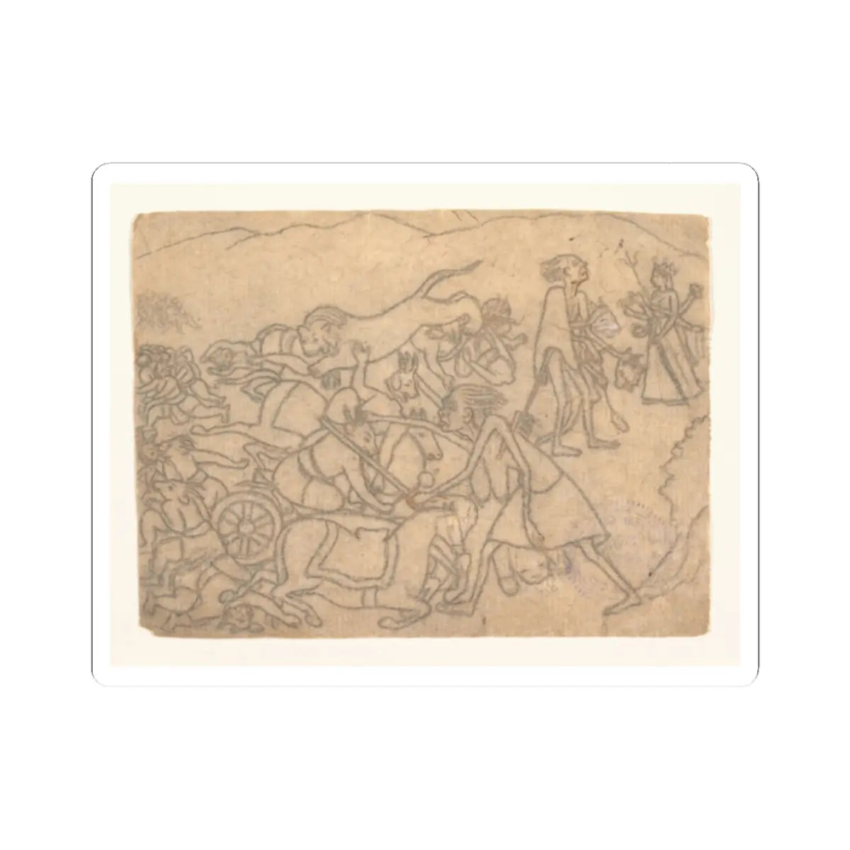 unknown - Kali Presenting the Heads of Chanda and Munda to Durga- Scene from the Devi Mahatmya - ca. 1780 v1 - STICKER Vinyl Kiss-Cut Decal