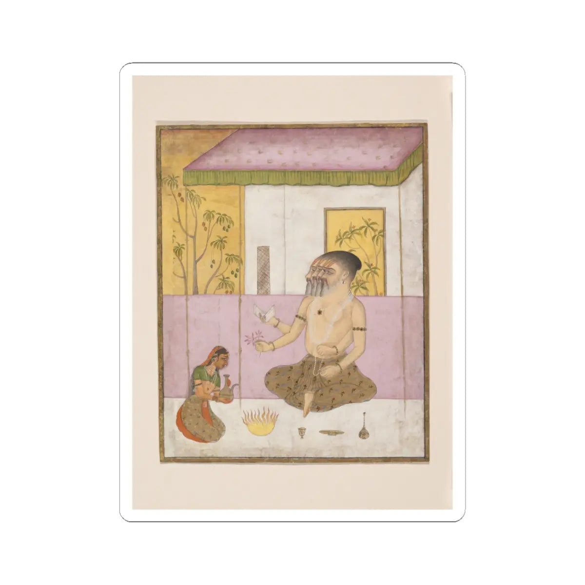 unknown - Khambhavati Ragini- Folio from a ragamala series (Garland of Musical Modes) - ca. 1675 v1 - STICKER Vinyl Kiss-Cut Decal