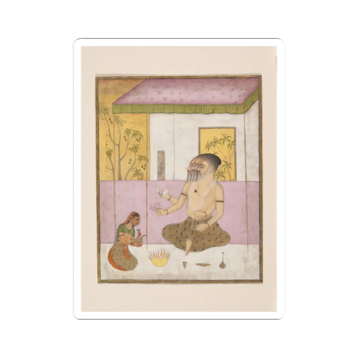 unknown - Khambhavati Ragini- Folio from a ragamala series (Garland of Musical Modes) - ca. 1675 v1 - STICKER Vinyl Kiss-Cut Decal