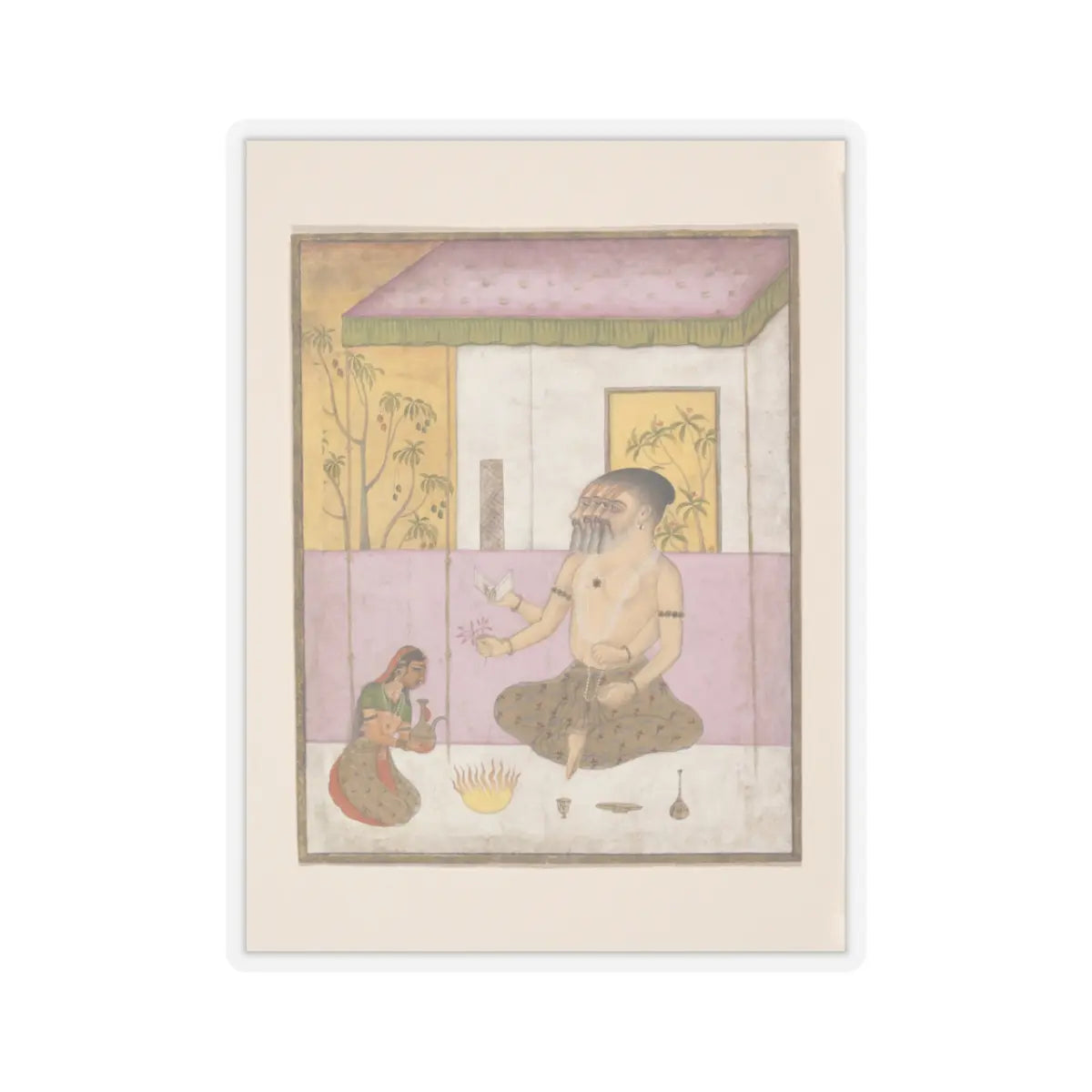 unknown - Khambhavati Ragini- Folio from a ragamala series (Garland of Musical Modes) - ca. 1675 v1 - STICKER Vinyl Kiss-Cut Decal