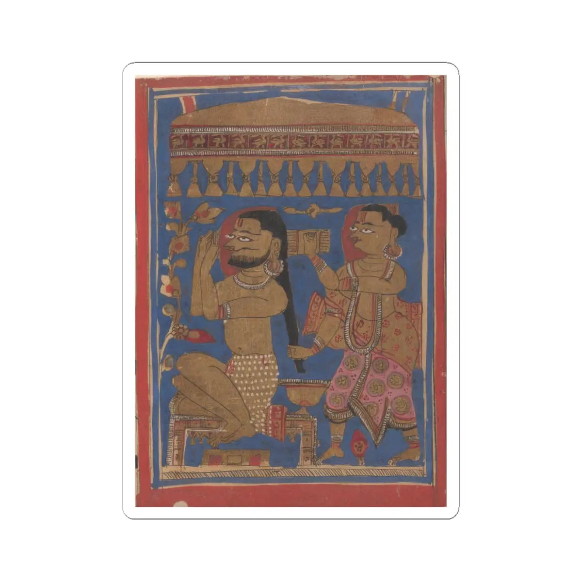 unknown - King Siddharta Bathing- Folio from a Kalpasutra Manuscript - 15th century v1 - STICKER Vinyl Kiss-Cut Decal