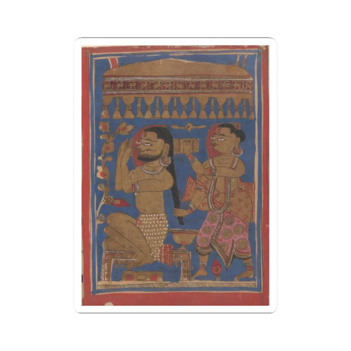 unknown - King Siddharta Bathing- Folio from a Kalpasutra Manuscript - 15th century v1 - STICKER Vinyl Kiss-Cut Decal