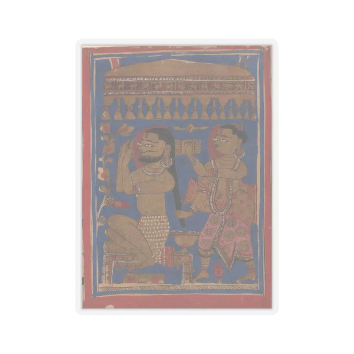 unknown - King Siddharta Bathing- Folio from a Kalpasutra Manuscript - 15th century v1 - STICKER Vinyl Kiss-Cut Decal