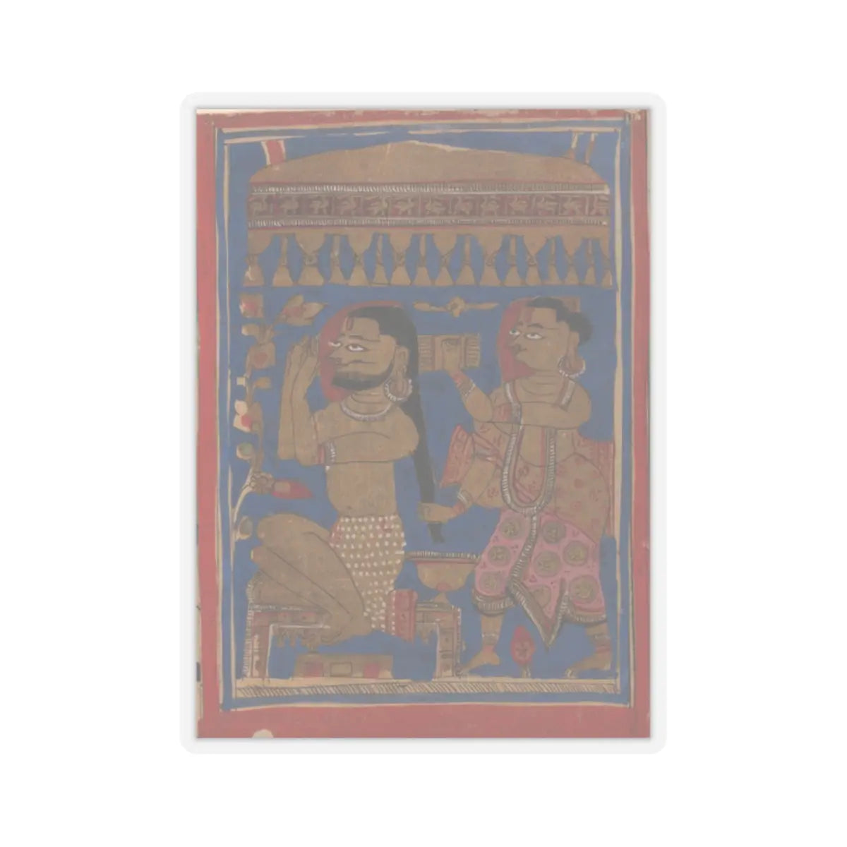 unknown - King Siddharta Bathing- Folio from a Kalpasutra Manuscript - 15th century v1 - STICKER Vinyl Kiss-Cut Decal