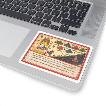 unknown - Krishna and Balarama by a River- Page from a Dispersed Bhagavata Purana (Ancient Stories - 1840 v1 - STICKER Vinyl Kiss-Cut Decal