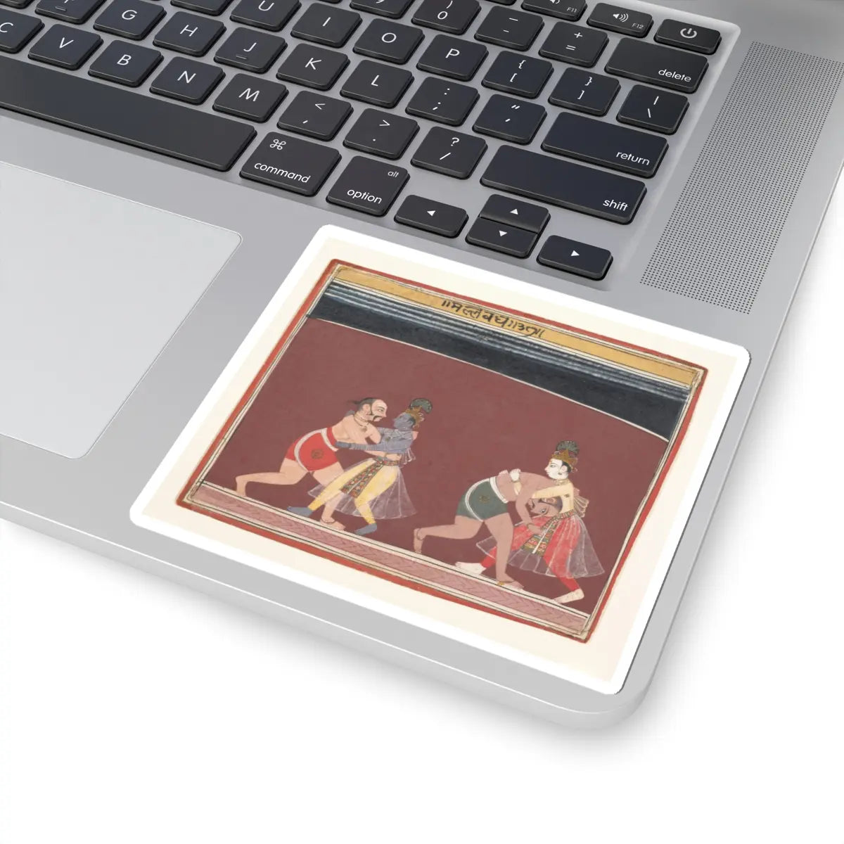 unknown - Krishna and Balarama Fight the Evil King Kamsa’s Wrestlers- Page from a Dispersed - ca. 1650 - STICKER Vinyl Kiss-Cut Decal