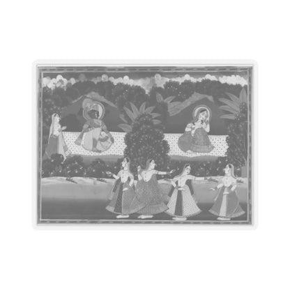 unknown - Krishna and Radha Seated on a Platform in Landscape with Dancers and Attendant - late 19th–early 20th century - STICKER Vinyl Kiss-Cut Decal
