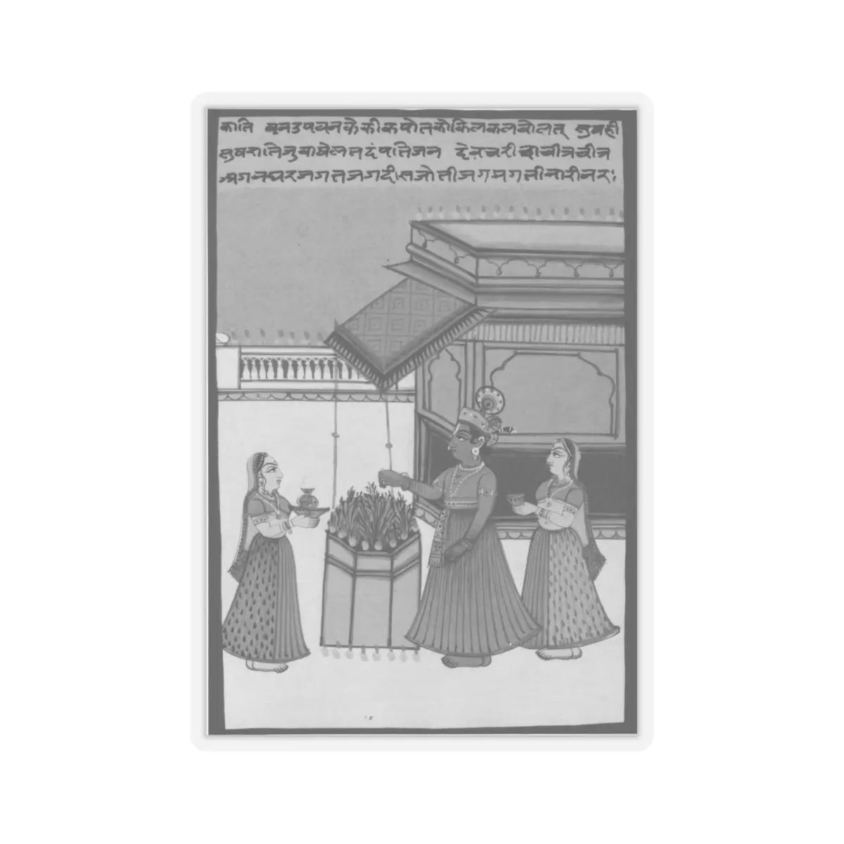 unknown - Krishna with Two Attendants - late 19th–early 20th century - STICKER Vinyl Kiss-Cut Decal