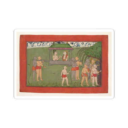 unknown - Lakshmana and Sugriva Being Carried by Palanquin to Receive Rama's Blessings- Folio from - ca. 1710–25 v1 - STICKER Vinyl Kiss-Cut Decal